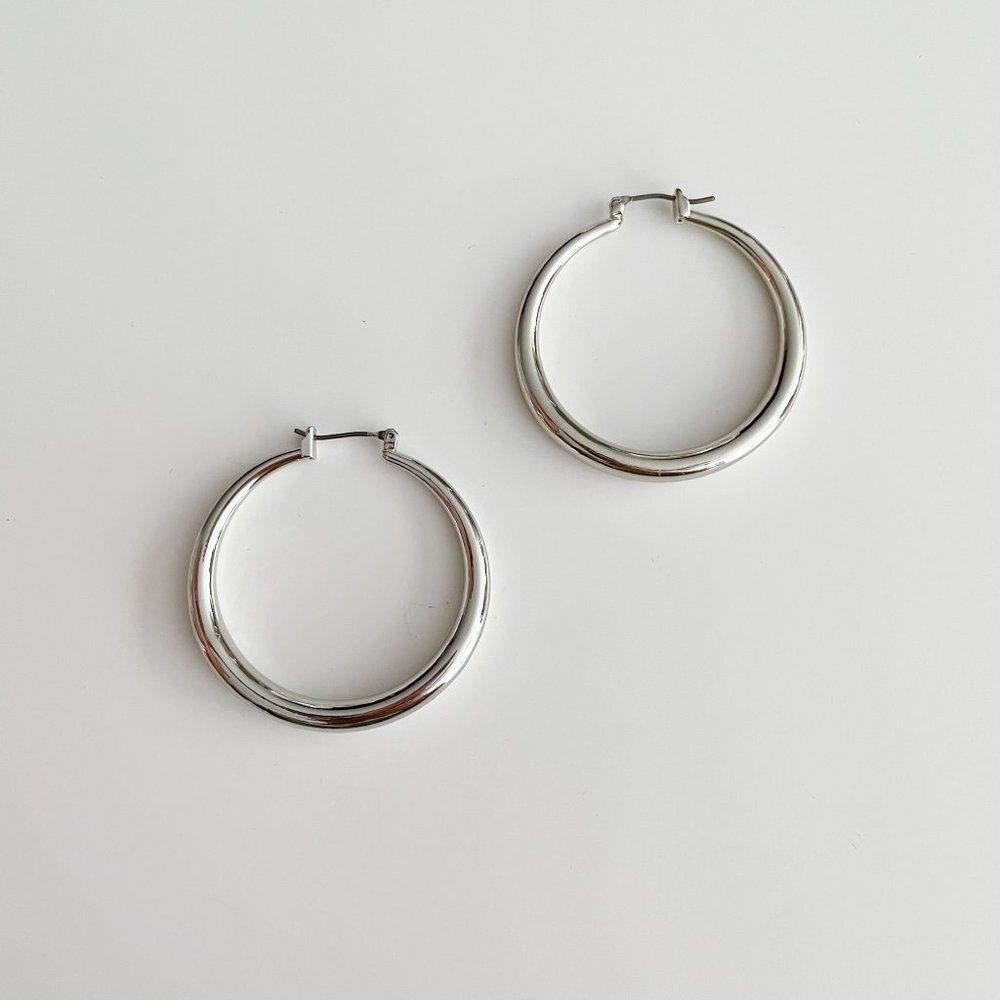 J. Crew Factory Thick Hoop Earrings (Silver)